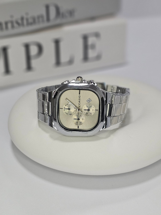 ساعت مچی صفحه مربع مردانه کاسیو CASIO دودی