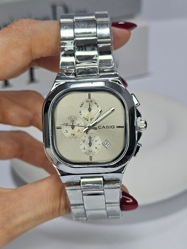 ساعت مچی صفحه مربع مردانه کاسیو CASIO دودی