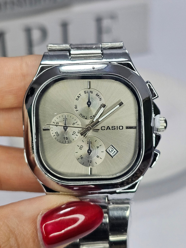 ساعت مچی صفحه مربع مردانه کاسیو CASIO دودی